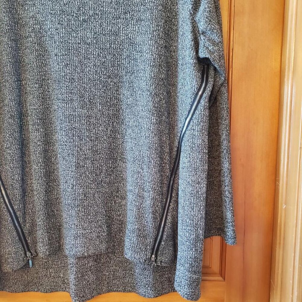 Zac & Rachel Woman Heather Black Zipper Knit Pullover Size 3X - Picture 11 of 12